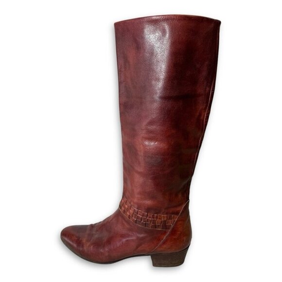 vintage made in italy Shoes - Vintage Redwood Leather Made in Italy Western Boho Tall Boots Size 40 1/2